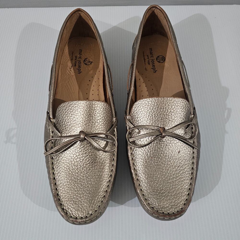 Marc Joseph Elmwood Ave Loafer Womens 11 Metallic Gold Leather Driving Moccasin - Picture 5 of 15